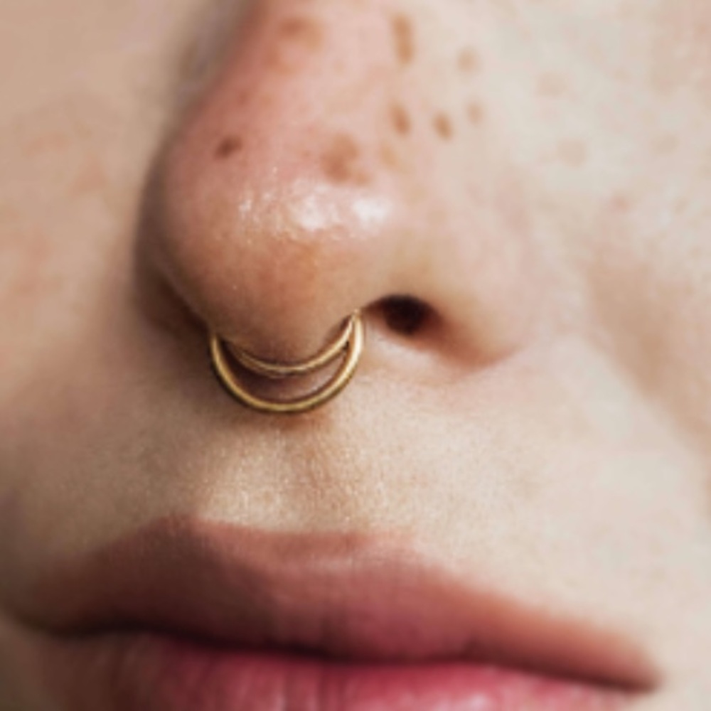 Gold Double Hoop Septum Ring - Women Jewelry